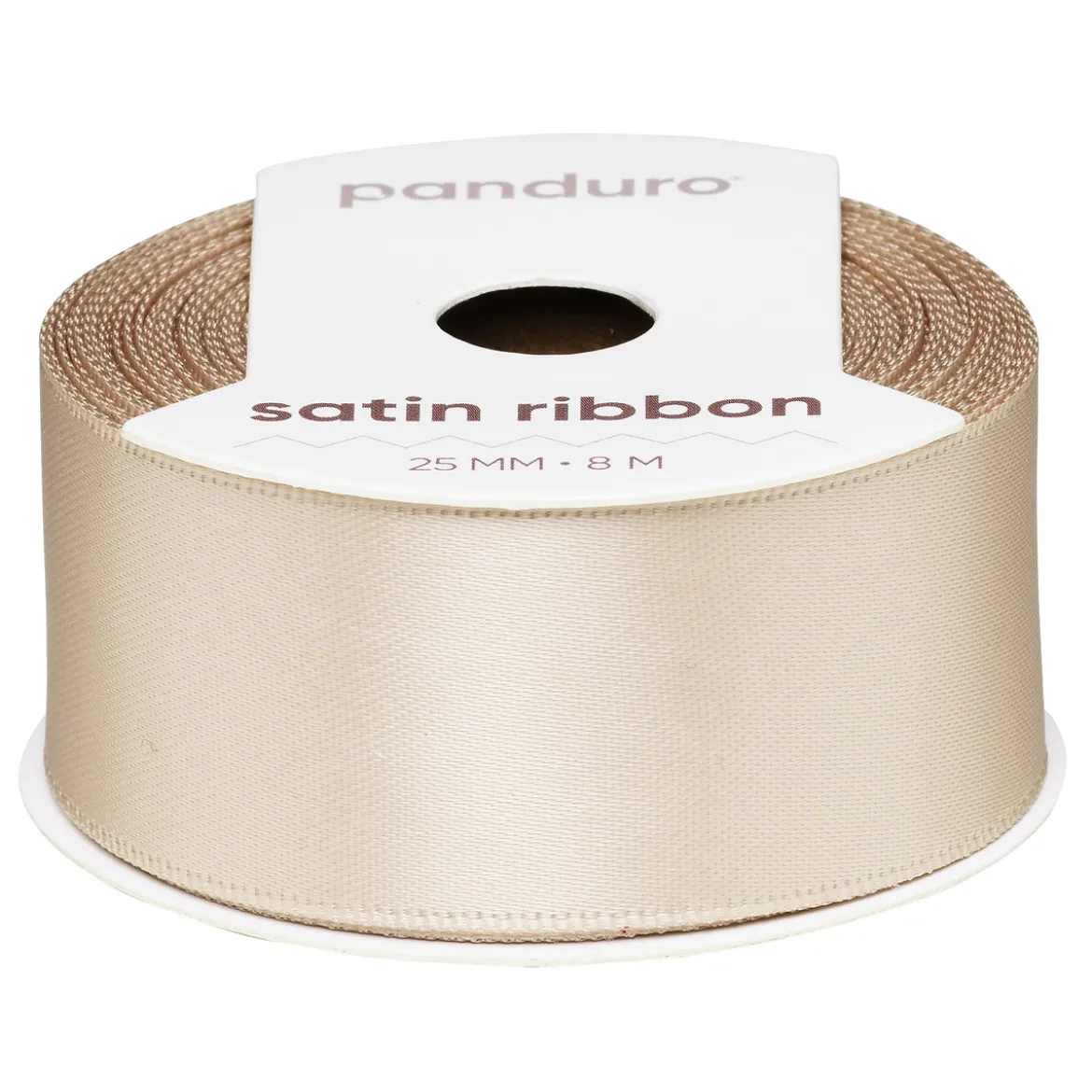 Beige satinband – 25 mm brett och 8 meter långt