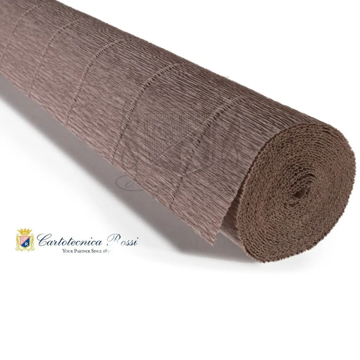 Cartotecnica Rossi kräppapper 604 – gråbeige, 180 g rulle (144 g/m²) à 50×250 cm
