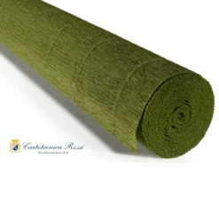Cartotecnica Rossi kräppapper 622 – mörk olivgrön, 180 g rulle (144 g/m²) à 50×250 cm