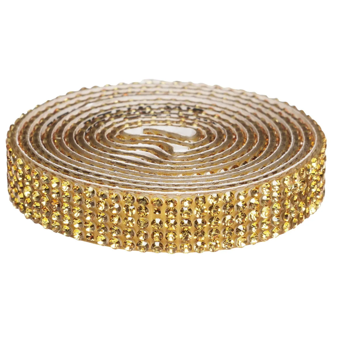 Dekorband självhäftande med strasstenar 1 meter×10 mm guld
