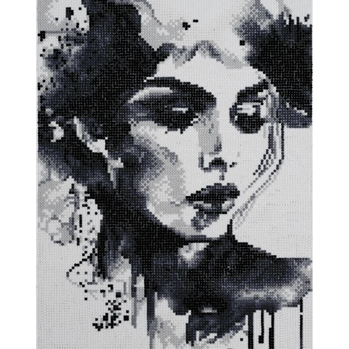 Diamond painting ansikte i svart & vit akvarellstil 30×40 cm