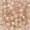 95 fasetterade glaspärlor på sträng, 4 mm i diameter – rosa