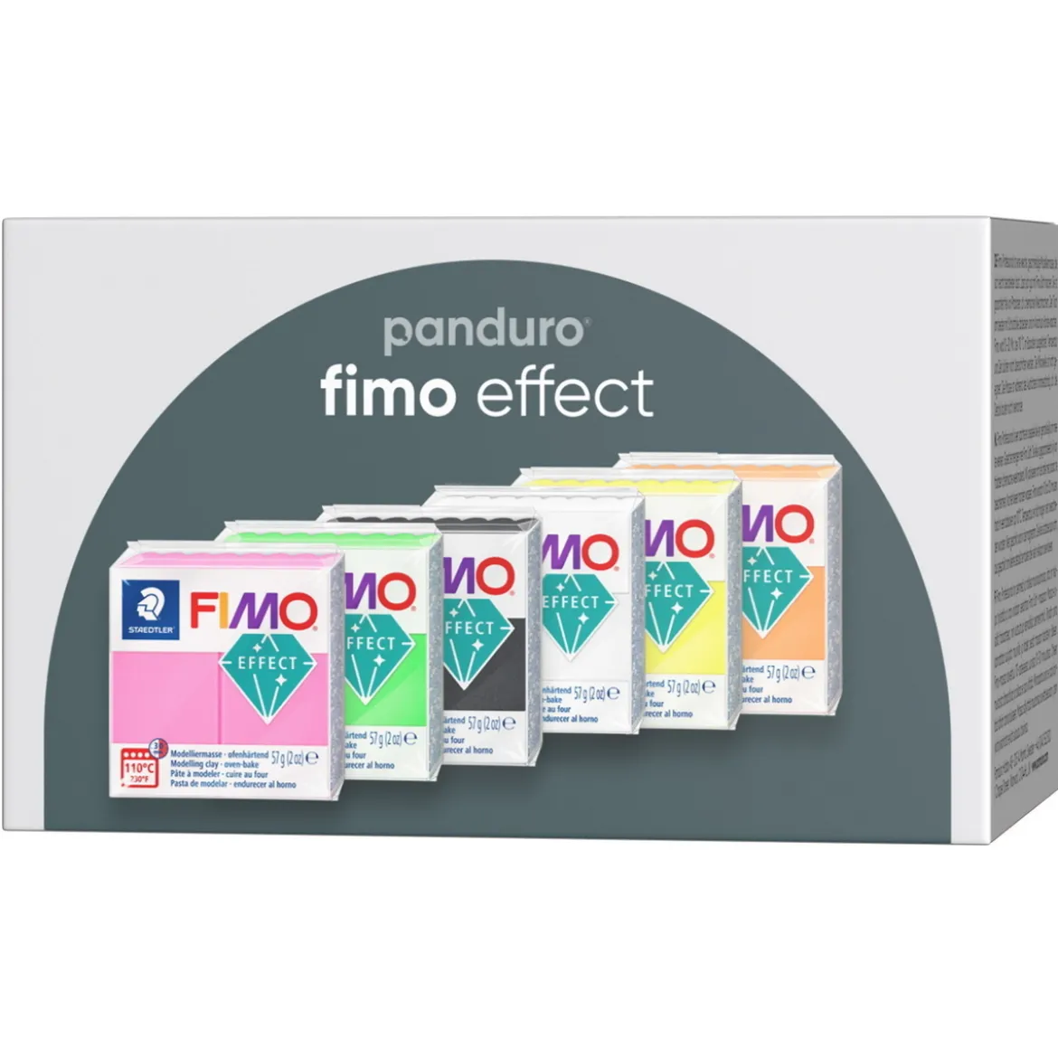 Fimo Effect 6×57 gram Fimo-lera i livligt mixade färger
