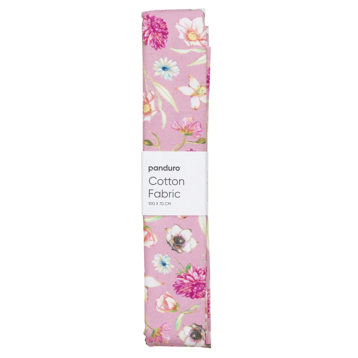 Färdigskuren tygbit 100×70 cm – stora blommor på rosa bakgrund