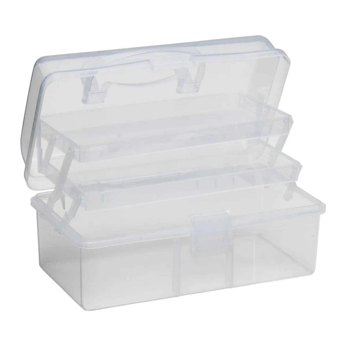 Förvaringslåda av plast med utfällbara förvaringssektioner – 22×13×11 cm