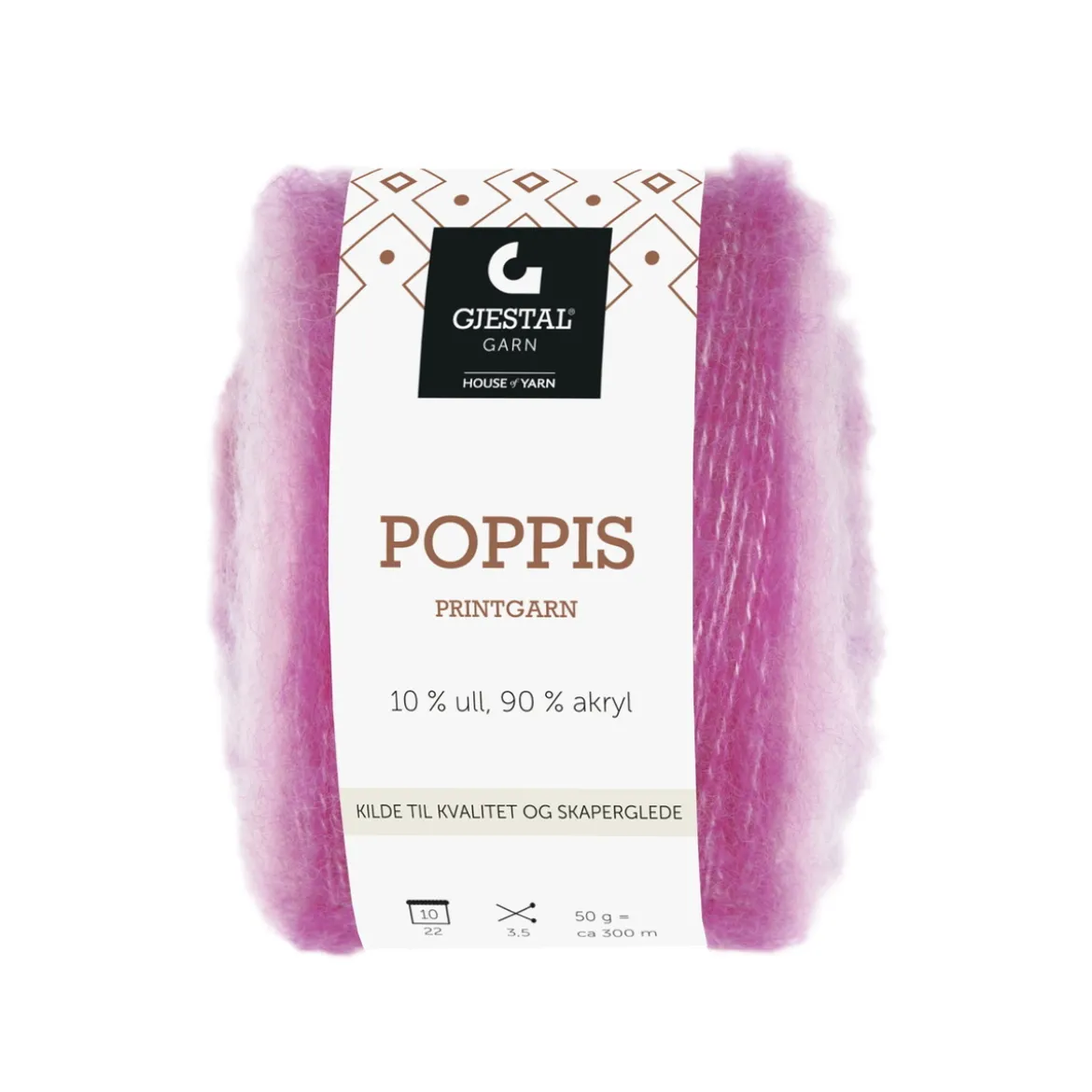 Gjestal Garn Poppis printgarn 50 g rosa – graderat garn