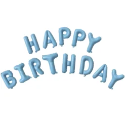 Happy Birthday folieballonger silver – total bredd ca 270 cm
