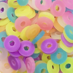 Heishi-pärlor i rör – härlig mix med semitransparent tutti frutti, Ø6 mm