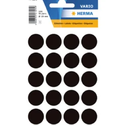 Herma Etikett svart Ø19mm 100p