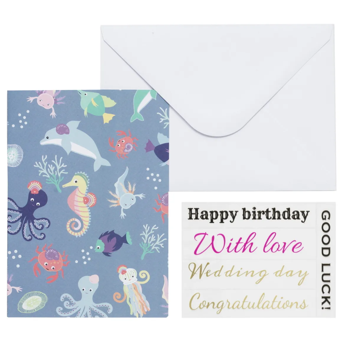 Kortkit A5 (105×148 mm) med kuvert & stickers – Citron