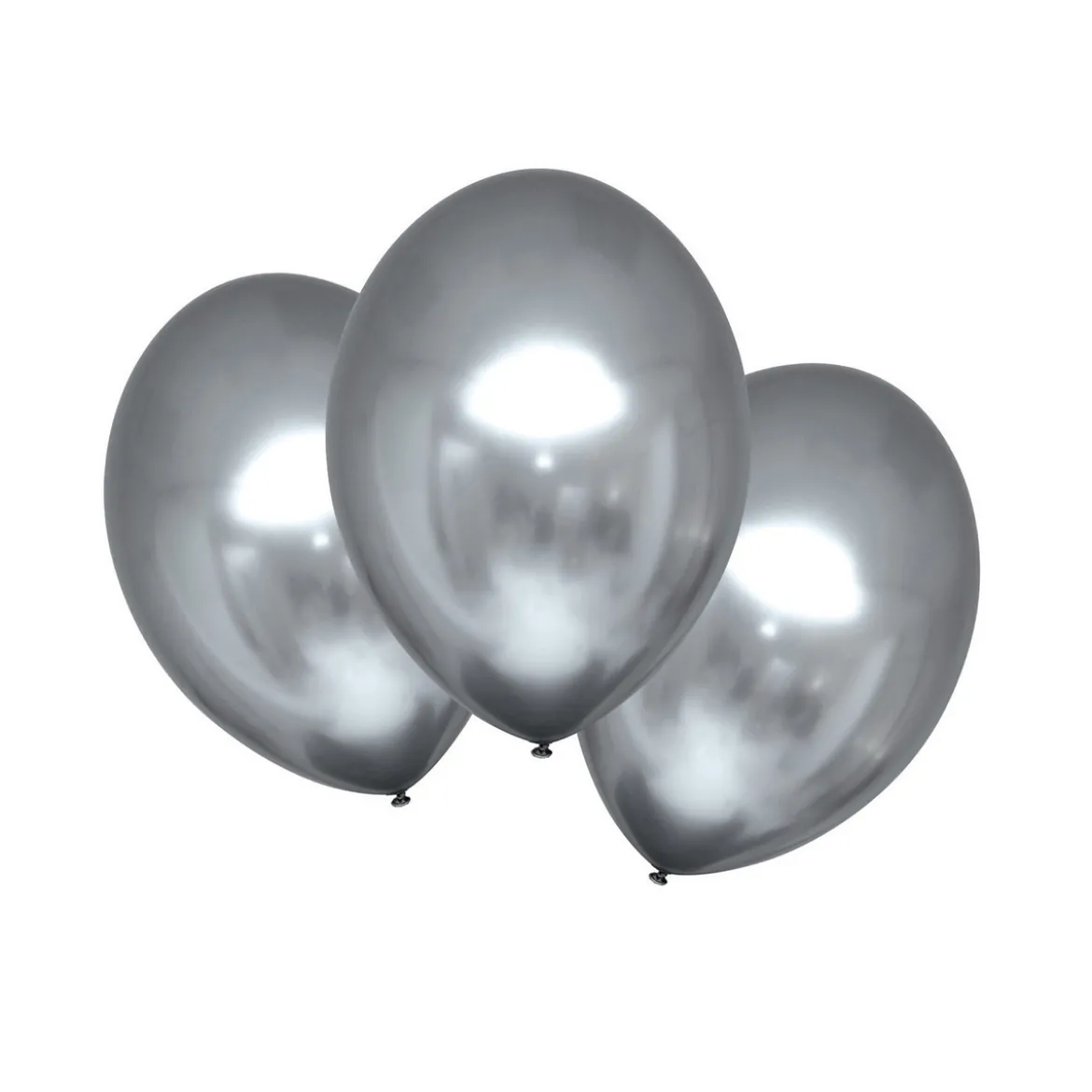 Latexballonger 6-pack Ø30 cm – krom- / metallicfärgade silver