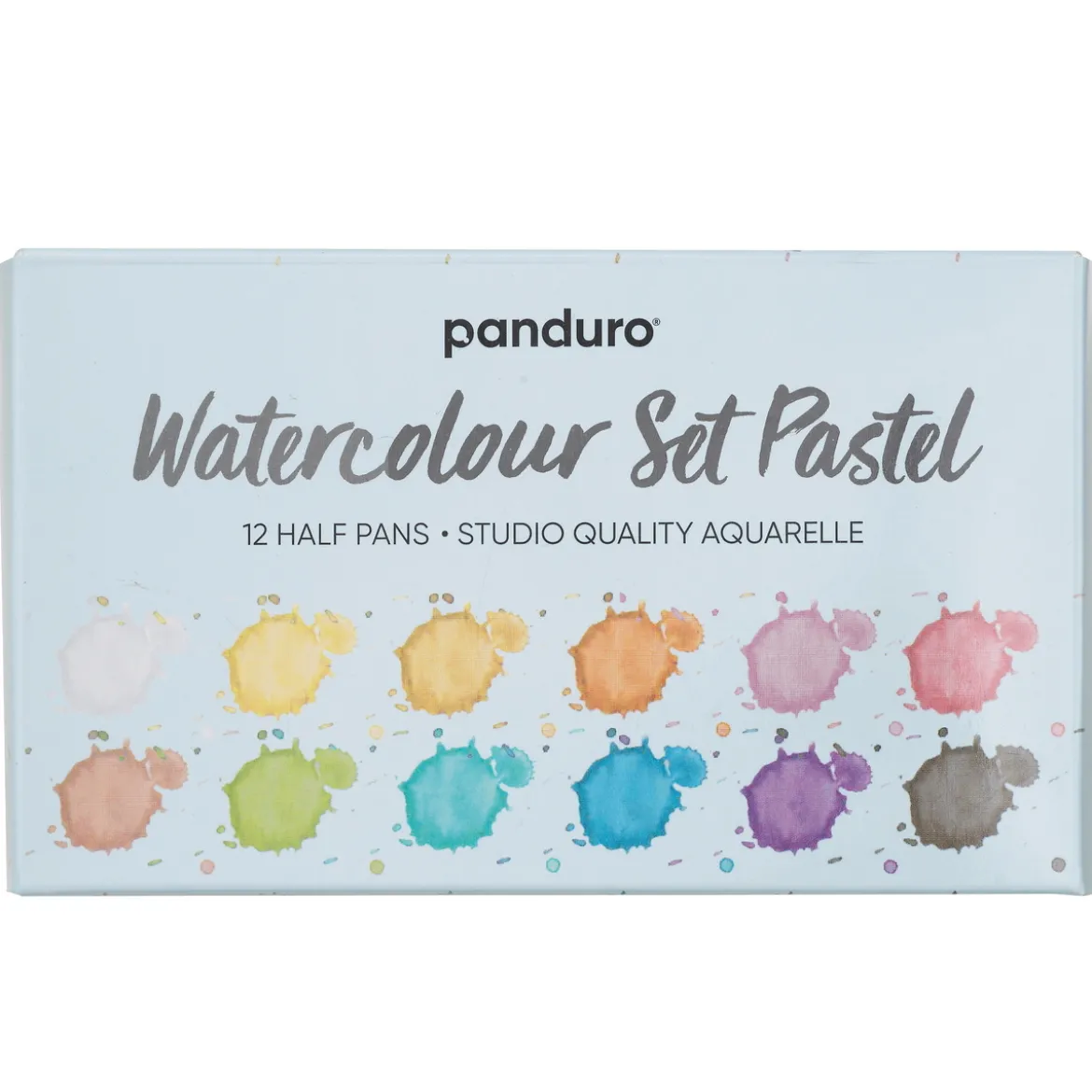Panduro akvarellfärg set Pastel 12 – starka & livliga akvarellfärger i halvkoppar