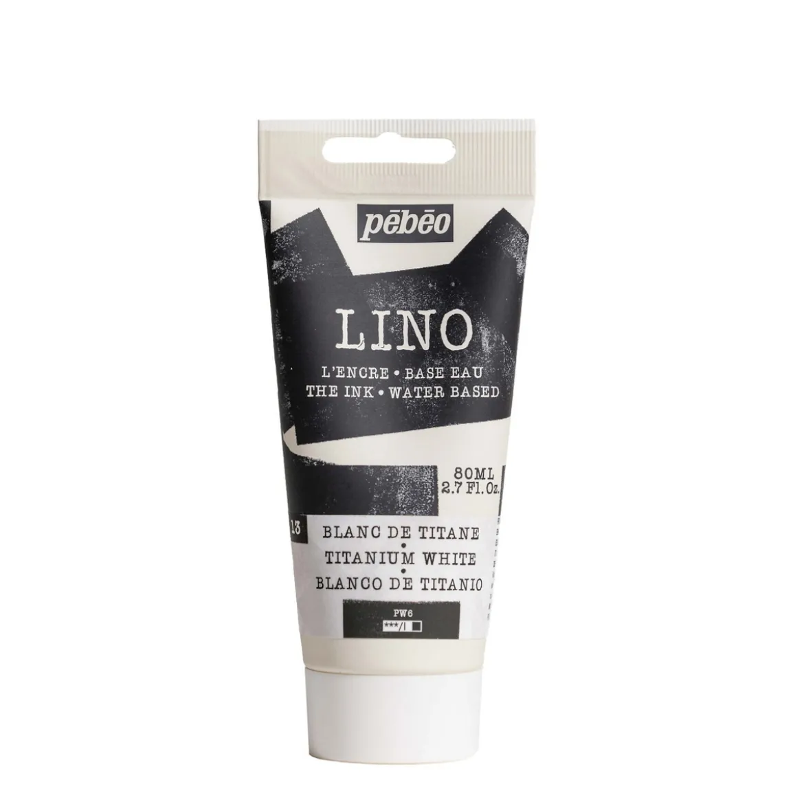 Pebeo Lino Ink 80 ml, vattenbaserad linoleumfärg – Titanium White