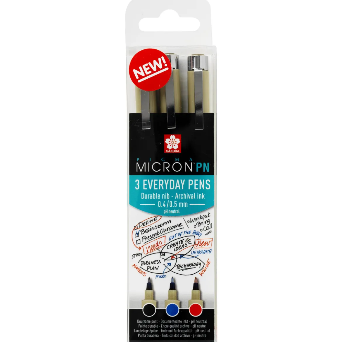 Pigma Micron PN 3p sv/blå/röd