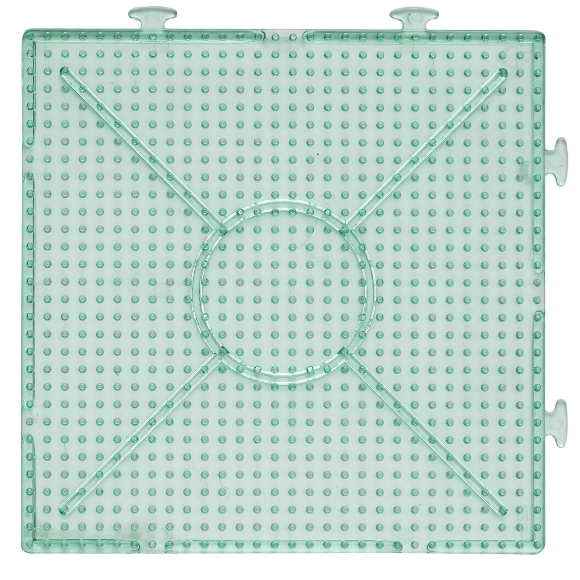 Pärlplatta för pärlor & rörpärlor i storleken Ø5 mm – transparent turkos, 15×15 cm