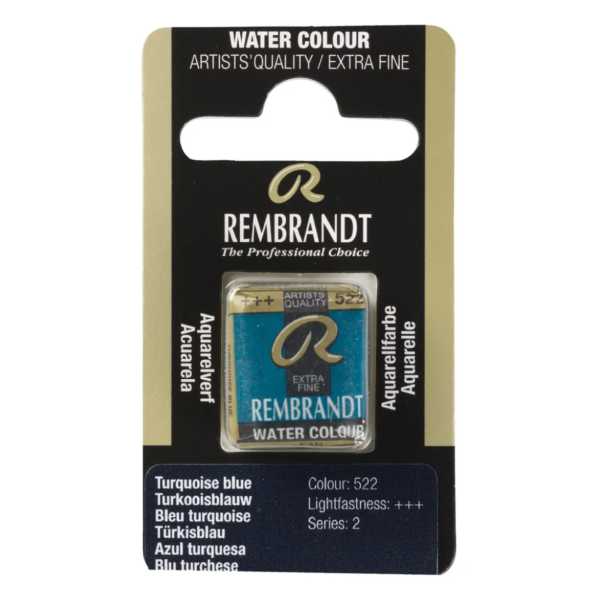 Rembrandt akvarellfärg halvkopp – Turquoise Blue 522