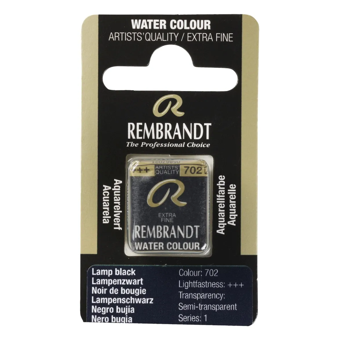 Rembrandt akvarellfärg halvkopp – Lamp Black 702