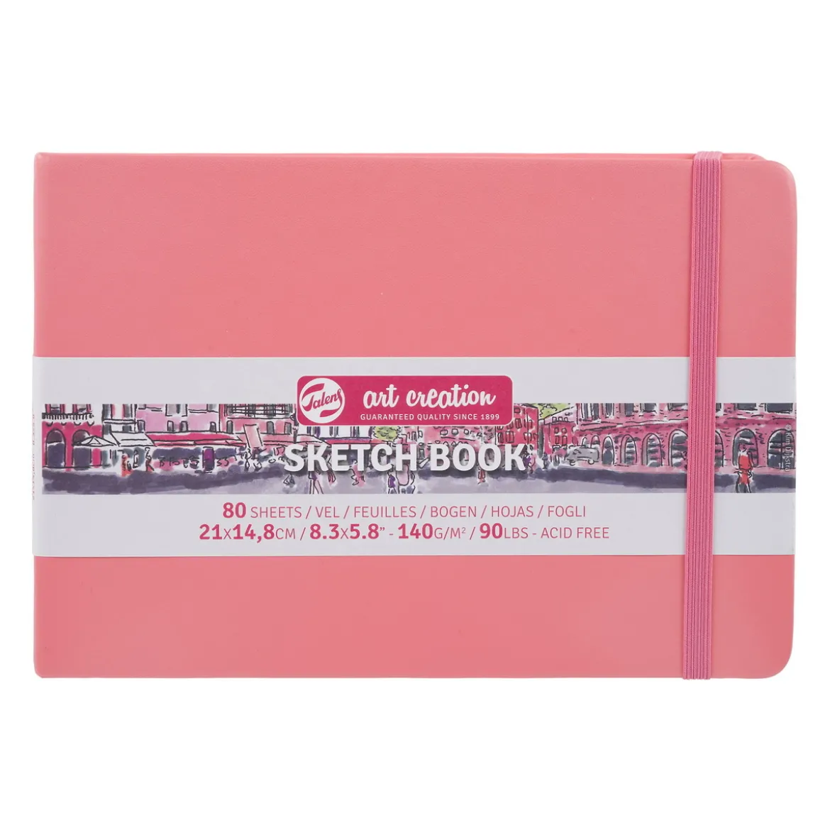 Royal Talens Art Creation Sketch skissbok 12x12 cm, korallrosa omslag – 140 g/m², 80 ark