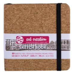 Royal Talens Art Creation Sketch skissbok 12x12 cm, kork-omslag – 140 g/m², 80 ark