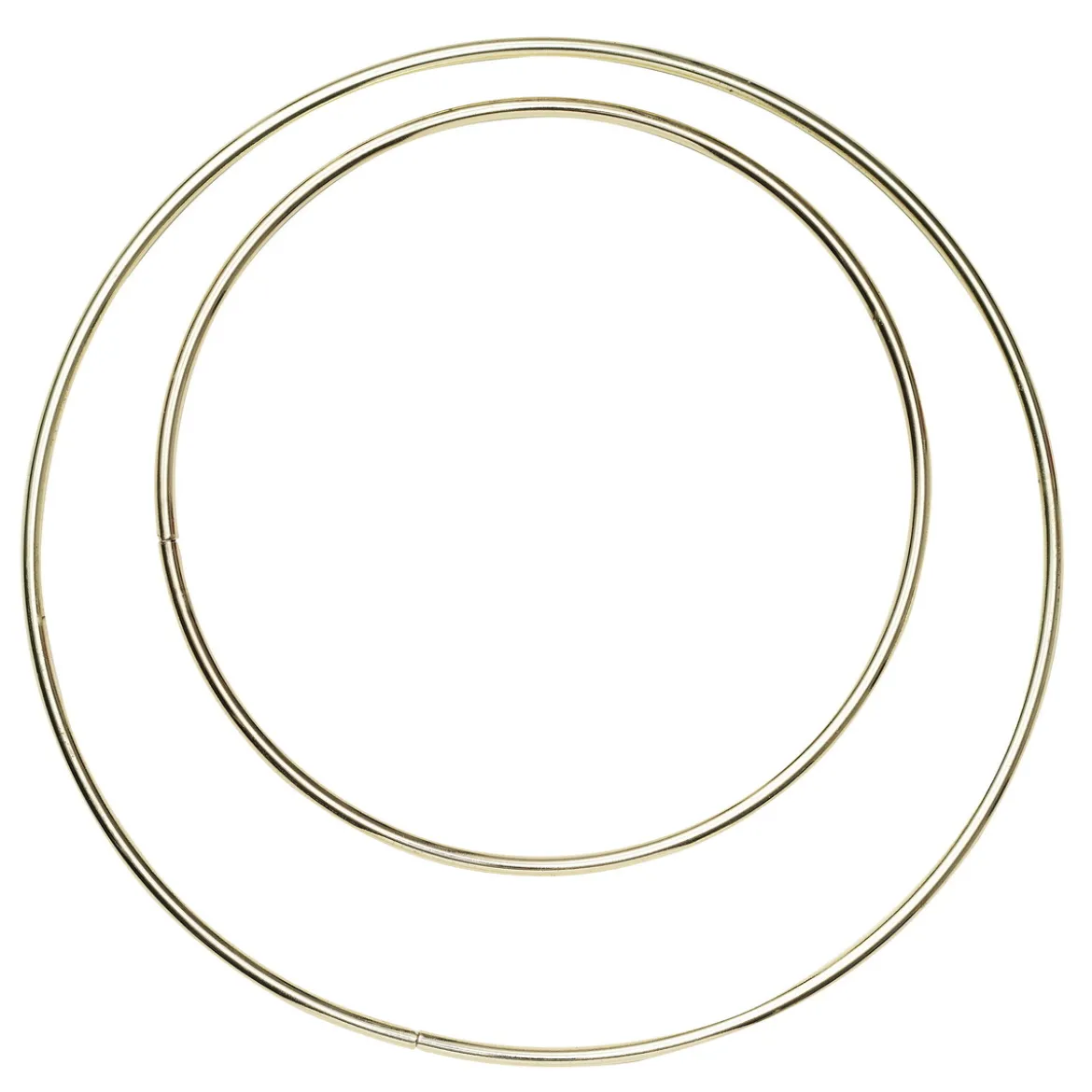Runda cirkelformade metallstommar, guldfärgade. 2 st. Ø15 / Ø20 cm