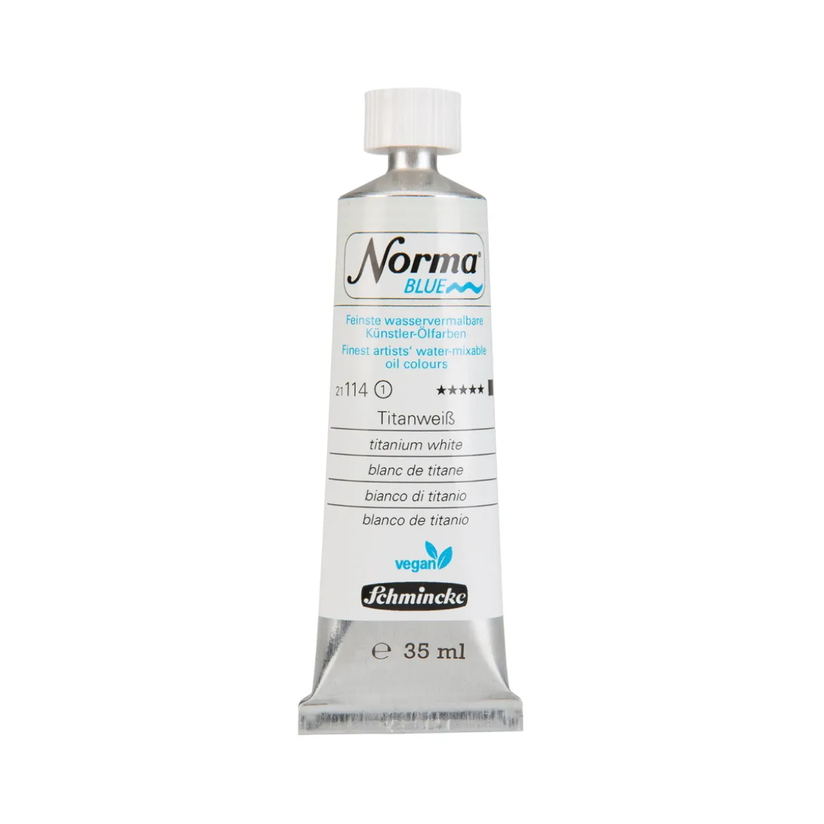 Schmincke Norma Blue vattenlöslig oljefärg 35 ml Titanium white 21114