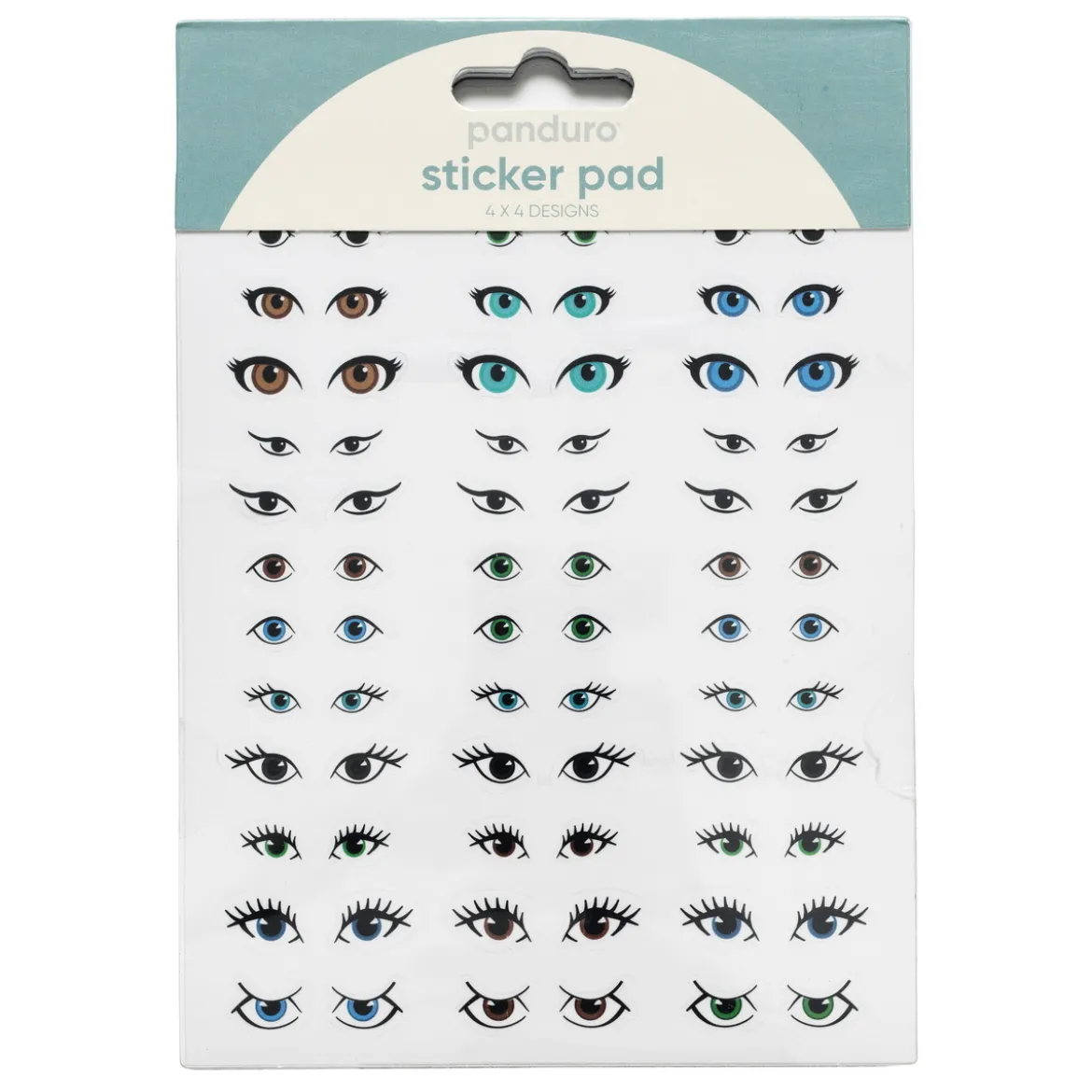 Stickersblock 16 ark Eyes – massor av vackra ögon, roliga ögon och ögonfransar. 4×4 designer